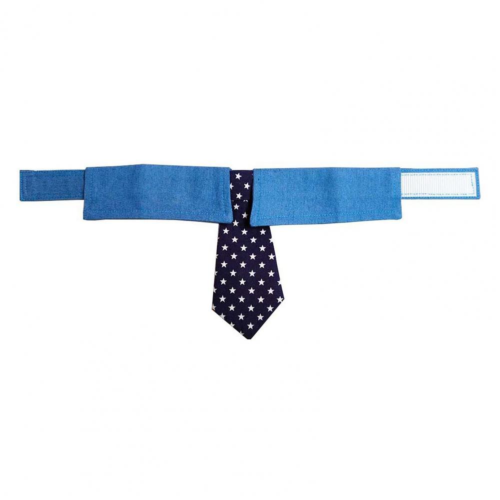 KFX-1432765 Adjustable Denim Pet Collar with Star Pattern - Comfortable Necktie for Special Occasions