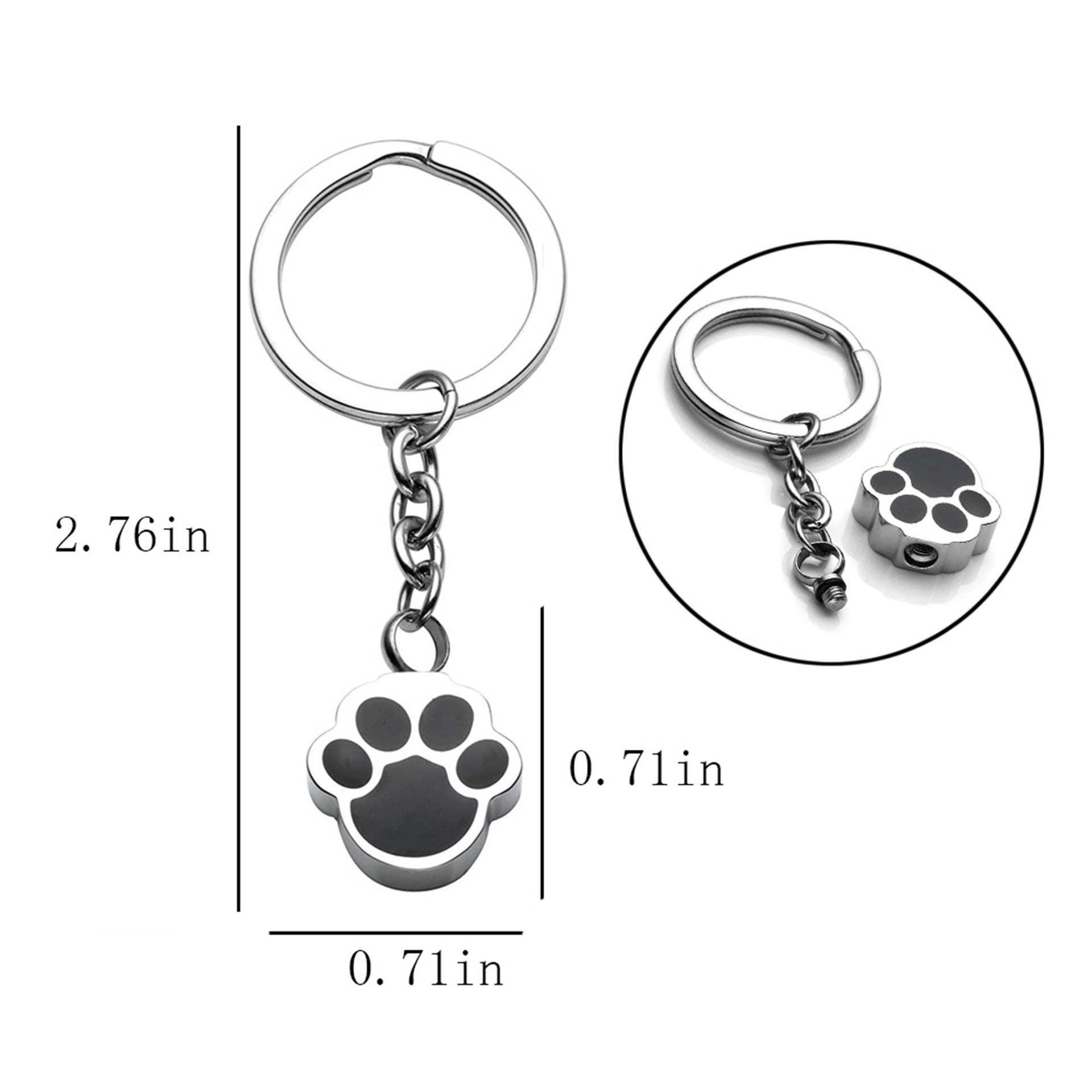 KFX-1433917 Dog Paw Urn Pendant in Stainless Steel - Unisex European American Style