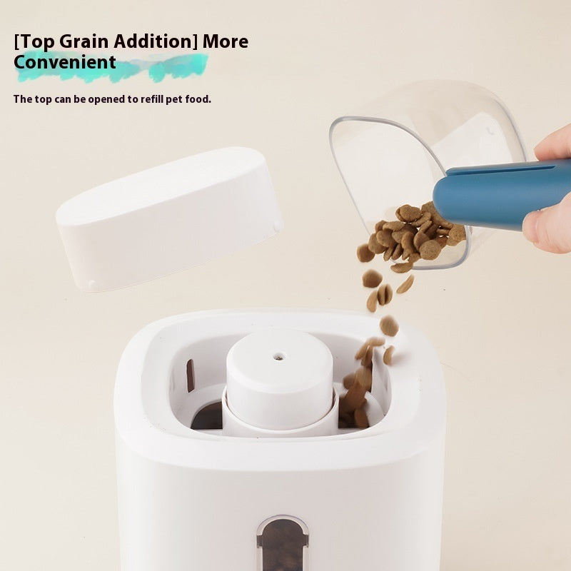 KFX-1435069 Large Capacity Automatic Pet Feeder with Educational Press Feeding Toys in Gray and White