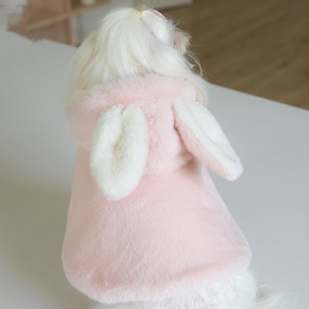 KFX-1437629 Fluffy Rabbit Costume Cloak for Dogs and Cats - Warm Plush Cape for Autumn and Winter