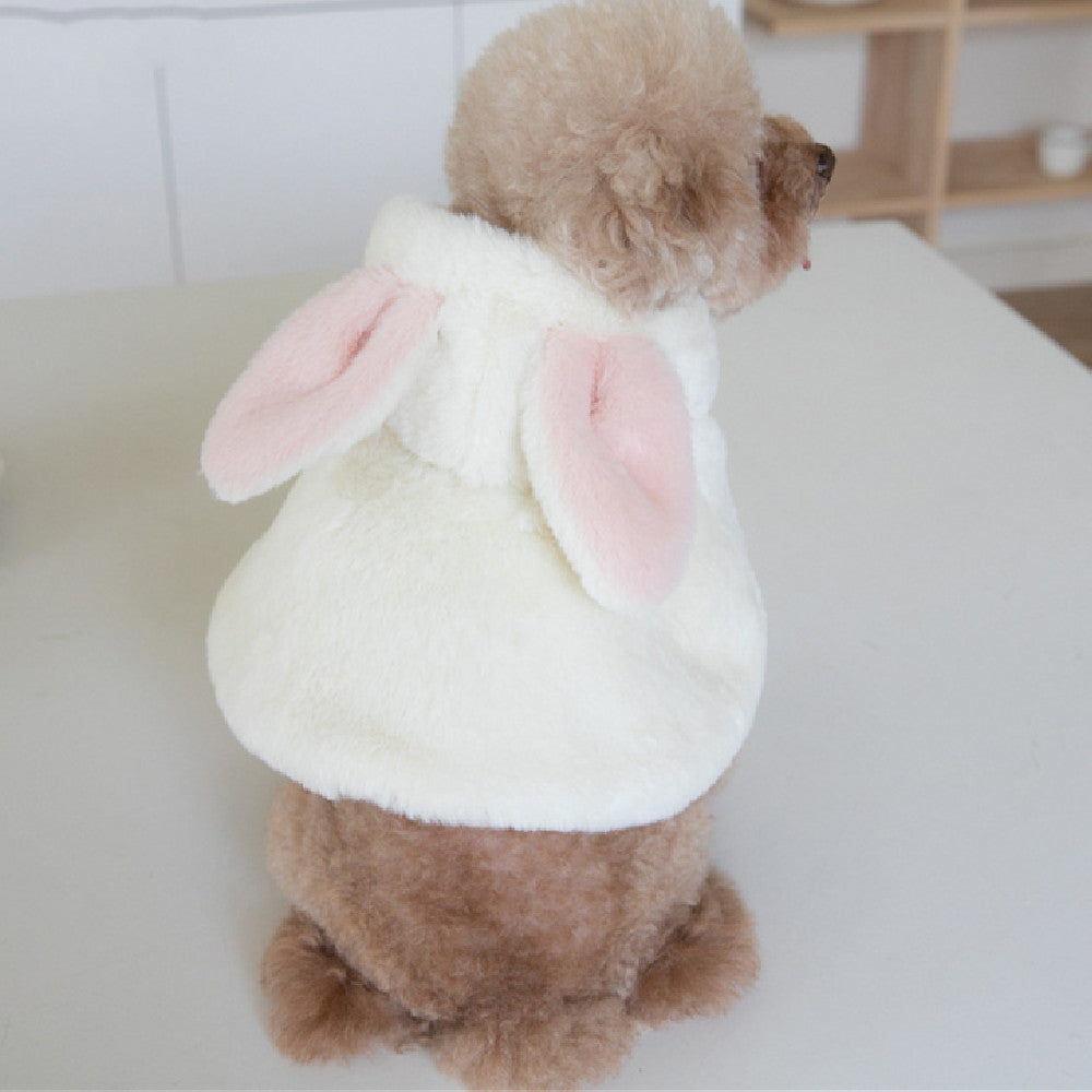 KFX-1437629 Fluffy Rabbit Costume Cloak for Dogs and Cats - Warm Plush Cape for Autumn and Winter