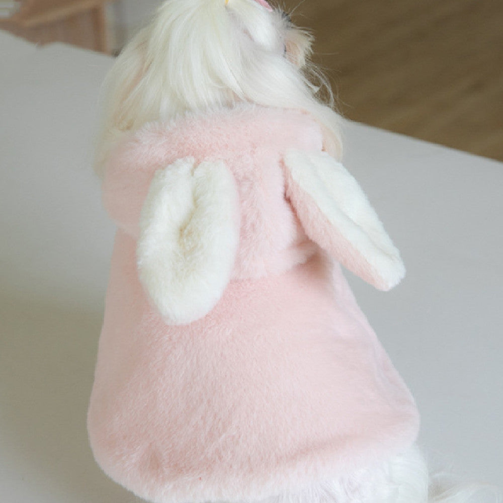KFX-1437629 Fluffy Rabbit Costume Cloak for Dogs and Cats - Warm Plush Cape for Autumn and Winter