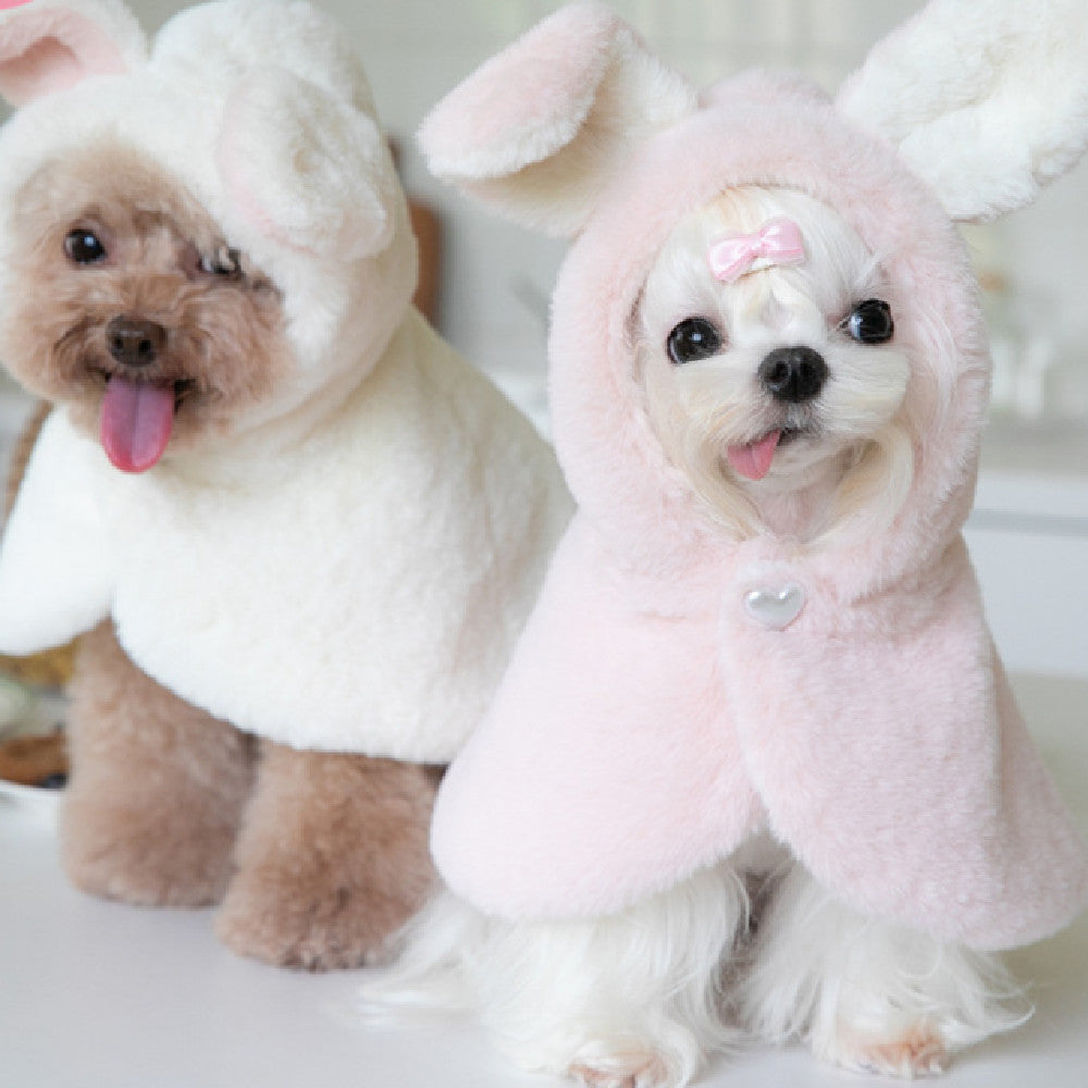 KFX-1437629 Fluffy Rabbit Costume Cloak for Dogs and Cats - Warm Plush Cape for Autumn and Winter