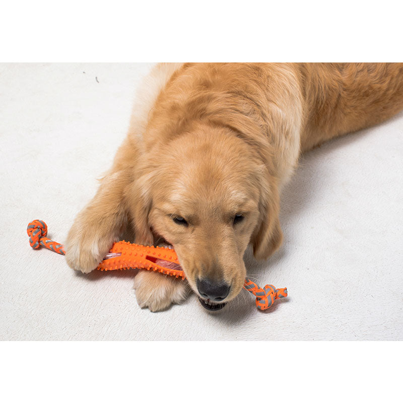 KFX-1437885 Soft Rubber Dog Toothbrush Stick for Effective Teeth Cleaning - 20cm, Available in Blue, Green, Orange, Pink