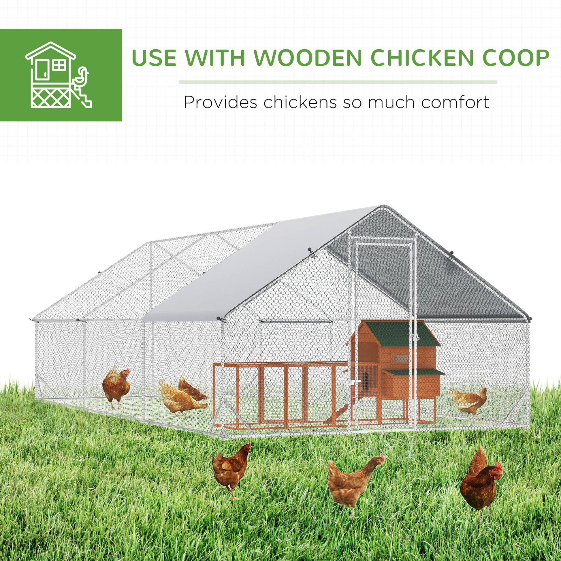 KFX-1440701 Spacious 10' x 20' Outdoor Chicken Coop with Lockable Door and Weather-Resistant Cover