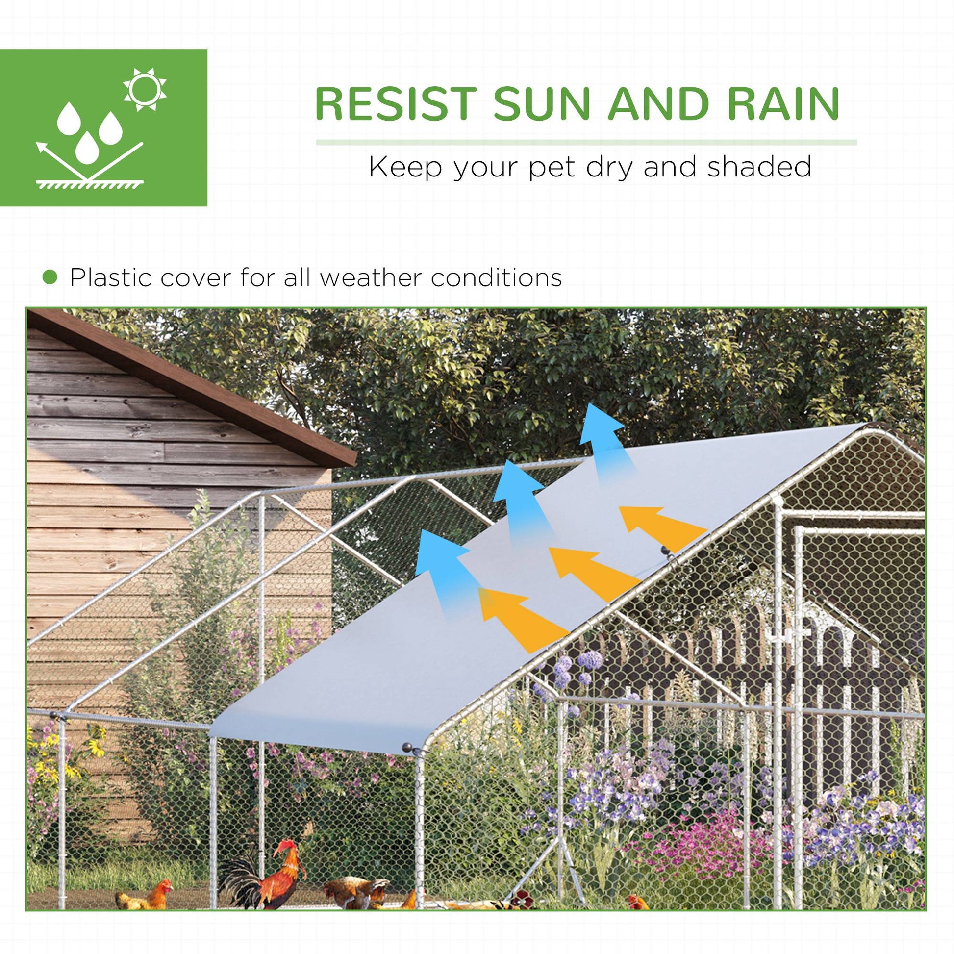 KFX-1440701 Spacious 10' x 20' Outdoor Chicken Coop with Lockable Door and Weather-Resistant Cover