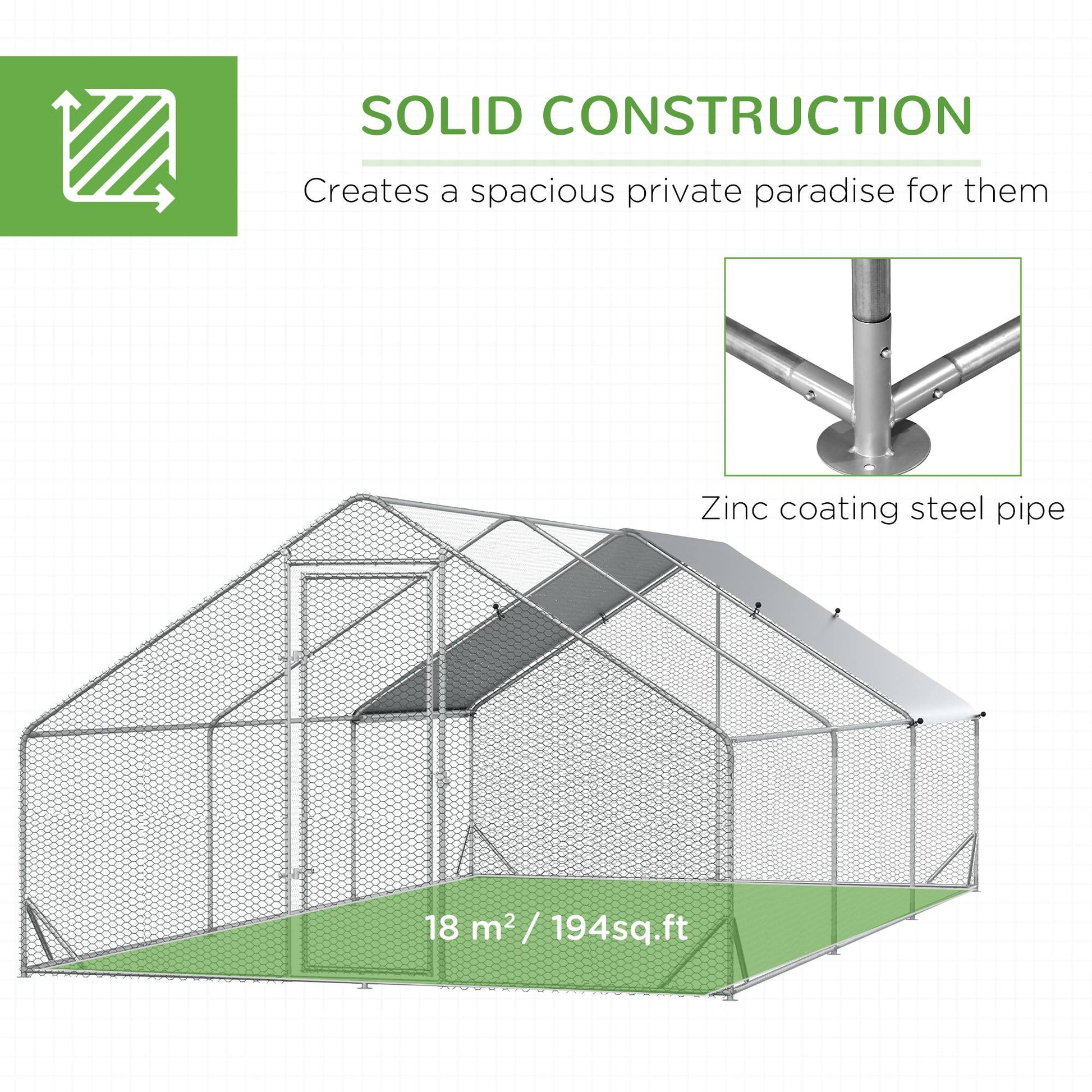 KFX-1440701 Spacious 10' x 20' Outdoor Chicken Coop with Lockable Door and Weather-Resistant Cover