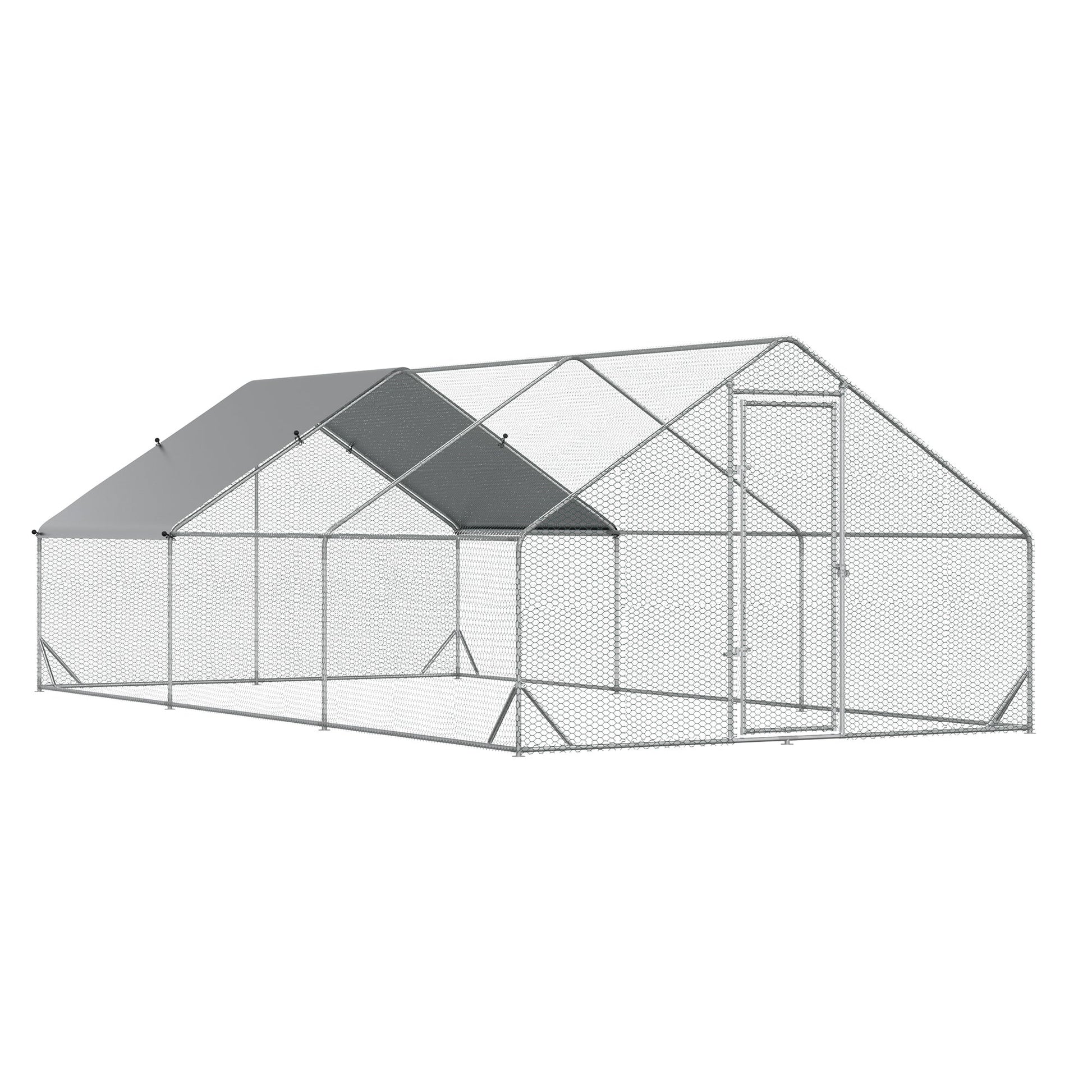 KFX-1440701 Spacious 10' x 20' Outdoor Chicken Coop with Lockable Door and Weather-Resistant Cover