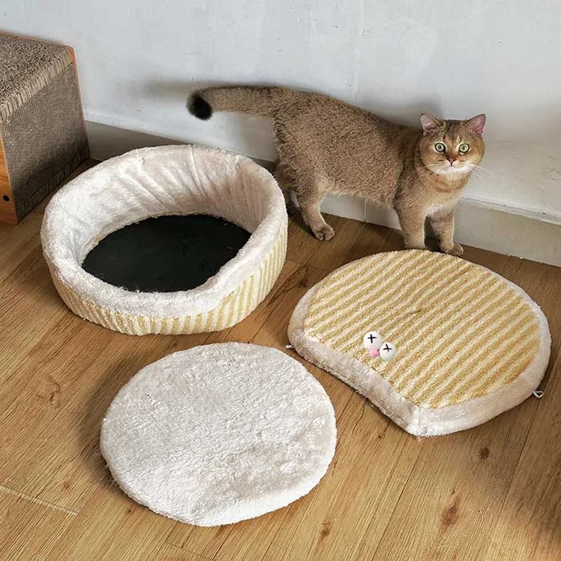 KFX-1441085 Cozy Cat Nest with Removable Lid - Winter-Ready & Washable Pet House, 45cm Diameter, Suitable for Cats up to 7.5kg