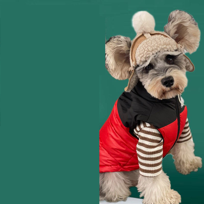 KFX-1441213 Warm Down Vest for Dogs - Comfortable Autumn and Winter Apparel in Black for Small to XXL Sizes