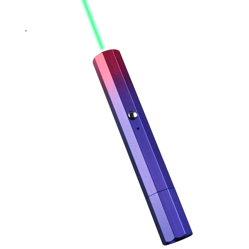 KFX-1441853 USB Charging Outdoor Trainer Laser Pointer, Green/Red/Blue Light, 5mW Power, Aluminum Body, Includes Lanyard