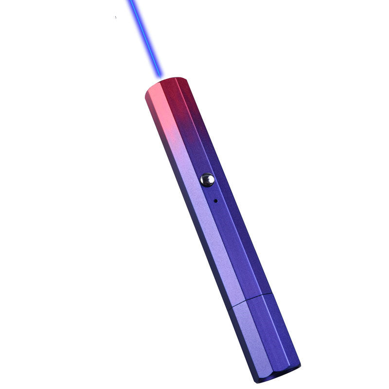 KFX-1441853 USB Charging Outdoor Trainer Laser Pointer, Green/Red/Blue Light, 5mW Power, Aluminum Body, Includes Lanyard