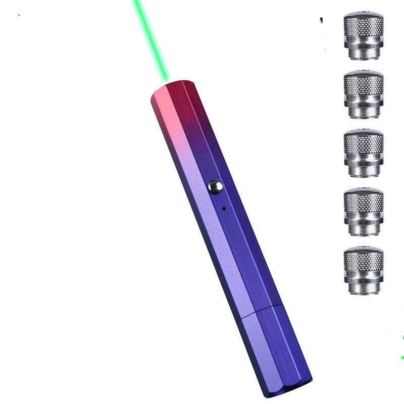 KFX-1441853 USB Charging Outdoor Trainer Laser Pointer, Green/Red/Blue Light, 5mW Power, Aluminum Body, Includes Lanyard