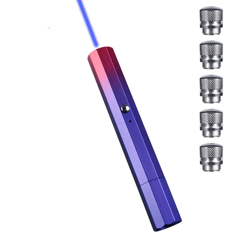 KFX-1441853 USB Charging Outdoor Trainer Laser Pointer, Green/Red/Blue Light, 5mW Power, Aluminum Body, Includes Lanyard