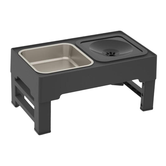KFX-1444285 Adjustable Elevated Dog Bowl with Slow Feeder and Non-Spill Water Bowl for Small, Medium, and Large Dogs