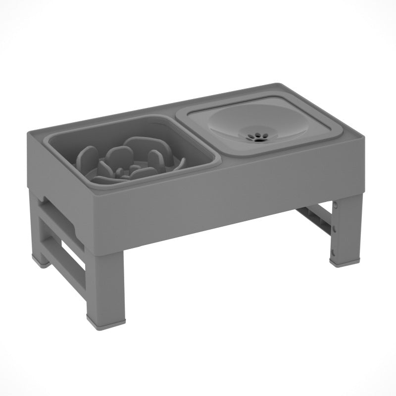 KFX-1444285 Adjustable Elevated Dog Bowl with Slow Feeder and Non-Spill Water Bowl for Small, Medium, and Large Dogs