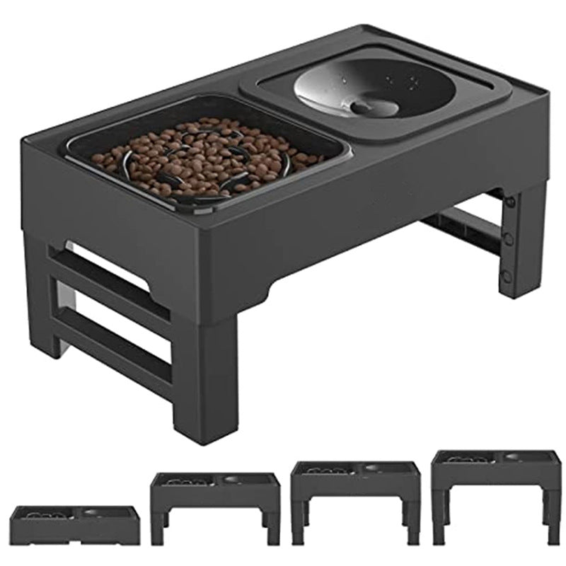 KFX-1444285 Adjustable Elevated Dog Bowl with Slow Feeder and Non-Spill Water Bowl for Small, Medium, and Large Dogs