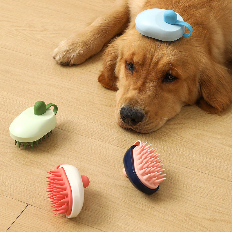 KFX-1444669 Soft Silicone Pet Hair Remover Comb for Dogs and Cats - Handheld Bath and Massage Brush
