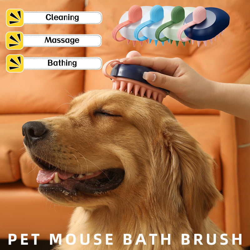 KFX-1444669 Soft Silicone Pet Hair Remover Comb for Dogs and Cats - Handheld Bath and Massage Brush