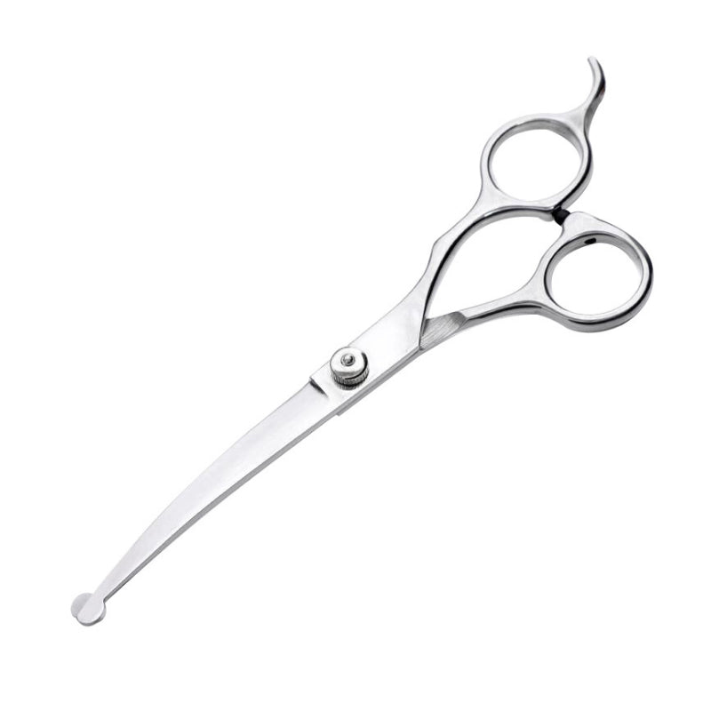 KFX-1448381 Stainless Steel Pet Scissors Set with Round Head Design, Comb, Cleaning Cloth, and Storage Bag