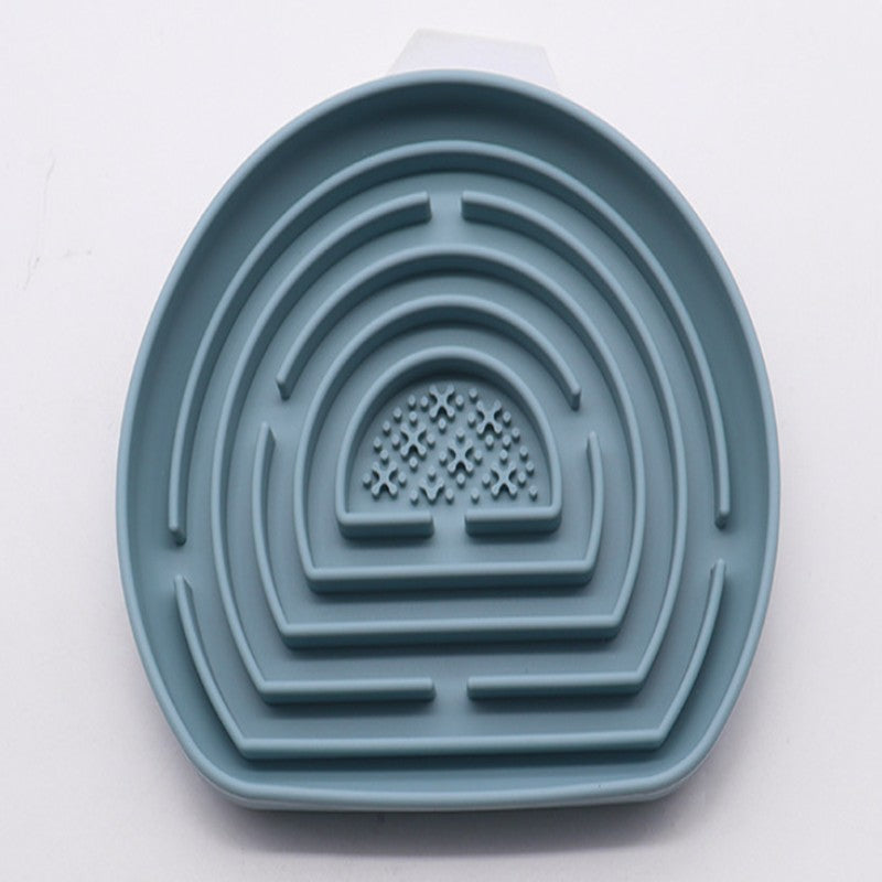 KFX-1448765 Anti-Choke Silicone Pet Food Bowl with Suction Cup for Dogs and Cats - Slow Feeding Design in Green, Blue, Brick Red