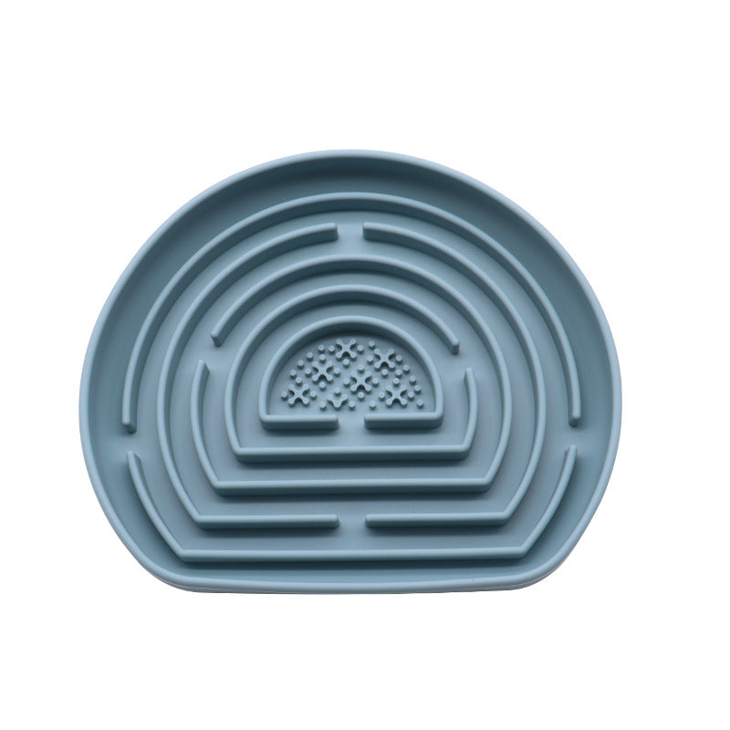 KFX-1448765 Anti-Choke Silicone Pet Food Bowl with Suction Cup for Dogs and Cats - Slow Feeding Design in Green, Blue, Brick Red