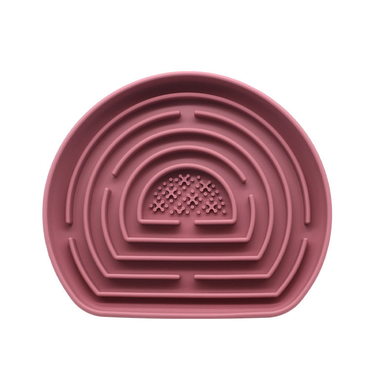 KFX-1448765 Anti-Choke Silicone Pet Food Bowl with Suction Cup for Dogs and Cats - Slow Feeding Design in Green, Blue, Brick Red