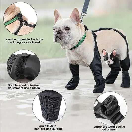 KFX-1449405 Waterproof Adjustable Dog Boots with Non-Slip Sole for Outdoor Protection and Comfort