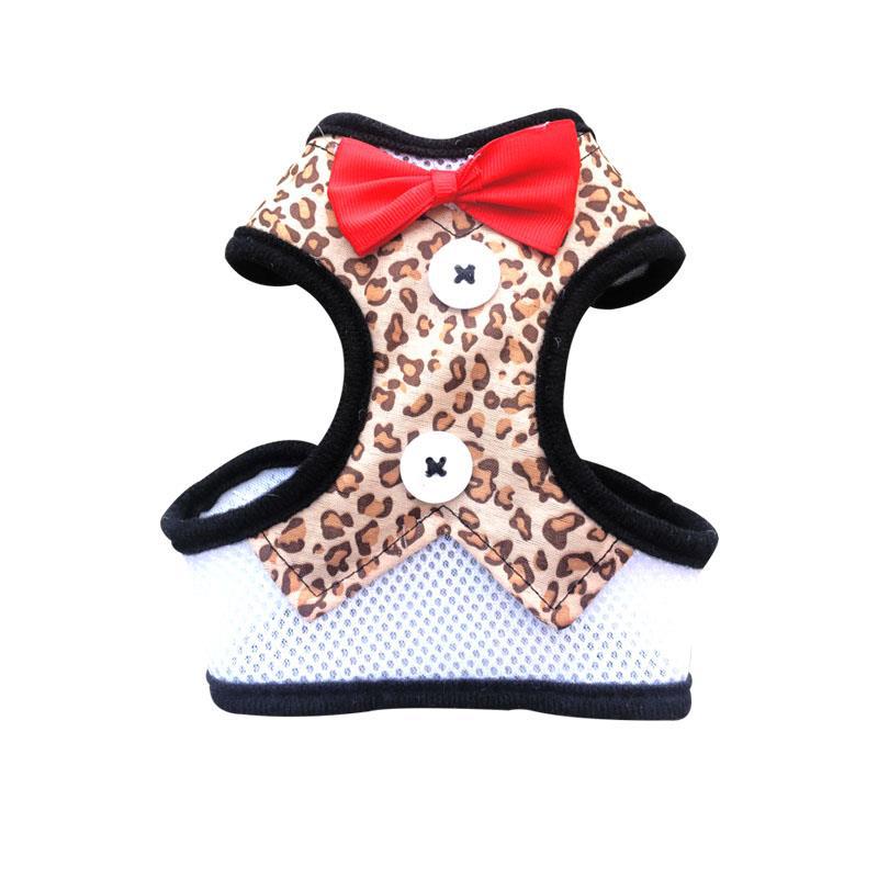 KFX-1451837 Elegant Bow Vest-Style Dress for Small Dogs with Adjustable Chest Strap and Leash