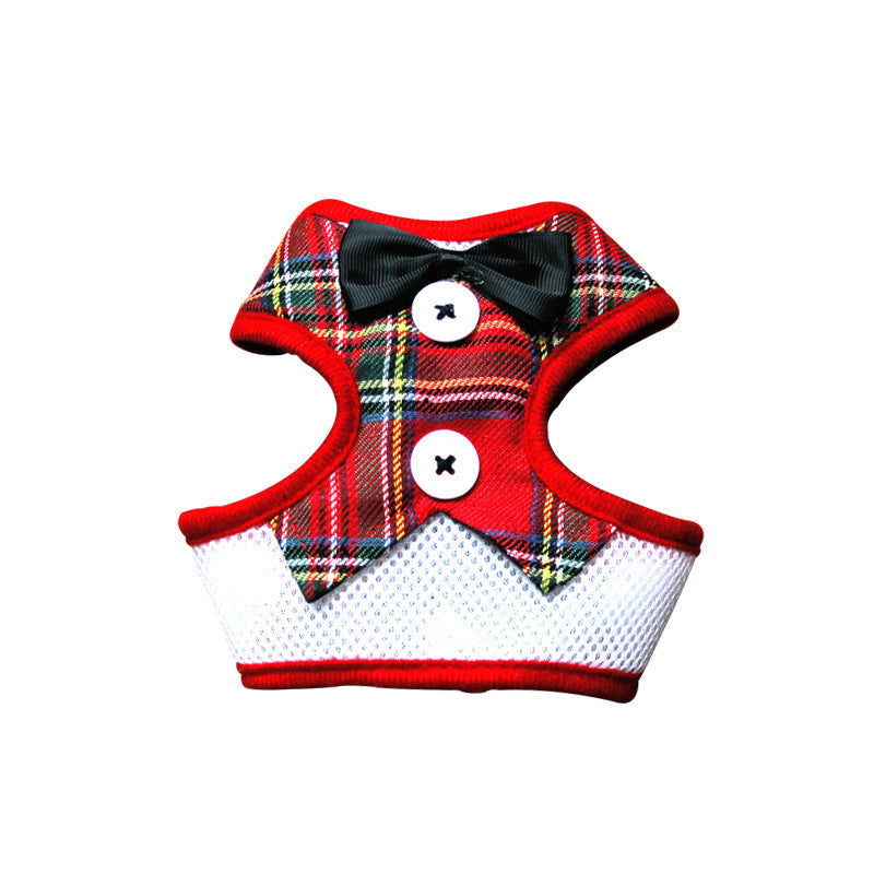 KFX-1451837 Elegant Bow Vest-Style Dress for Small Dogs with Adjustable Chest Strap and Leash