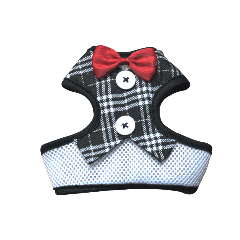 KFX-1451837 Elegant Bow Vest-Style Dress for Small Dogs with Adjustable Chest Strap and Leash