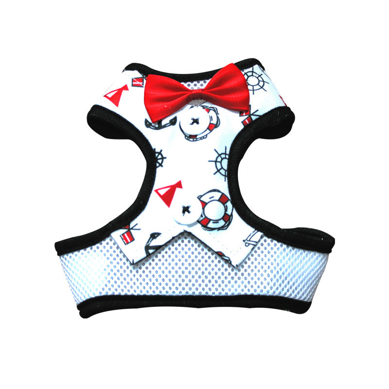 KFX-1451837 Elegant Bow Vest-Style Dress for Small Dogs with Adjustable Chest Strap and Leash