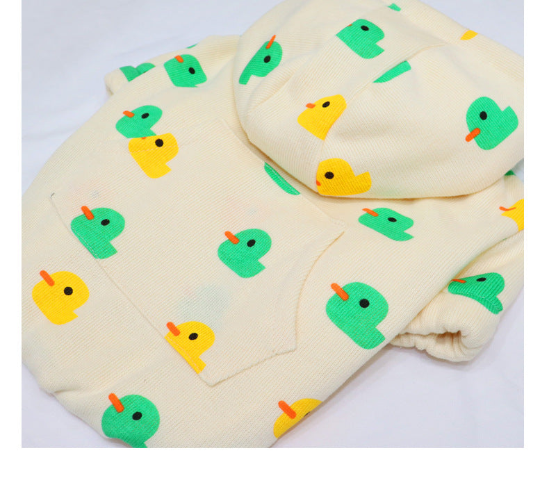 KFX-1453117 Cozy Velvet Padded Hooded Sweater for Dogs - Warm Cotton in Purple or Green Duck Designs