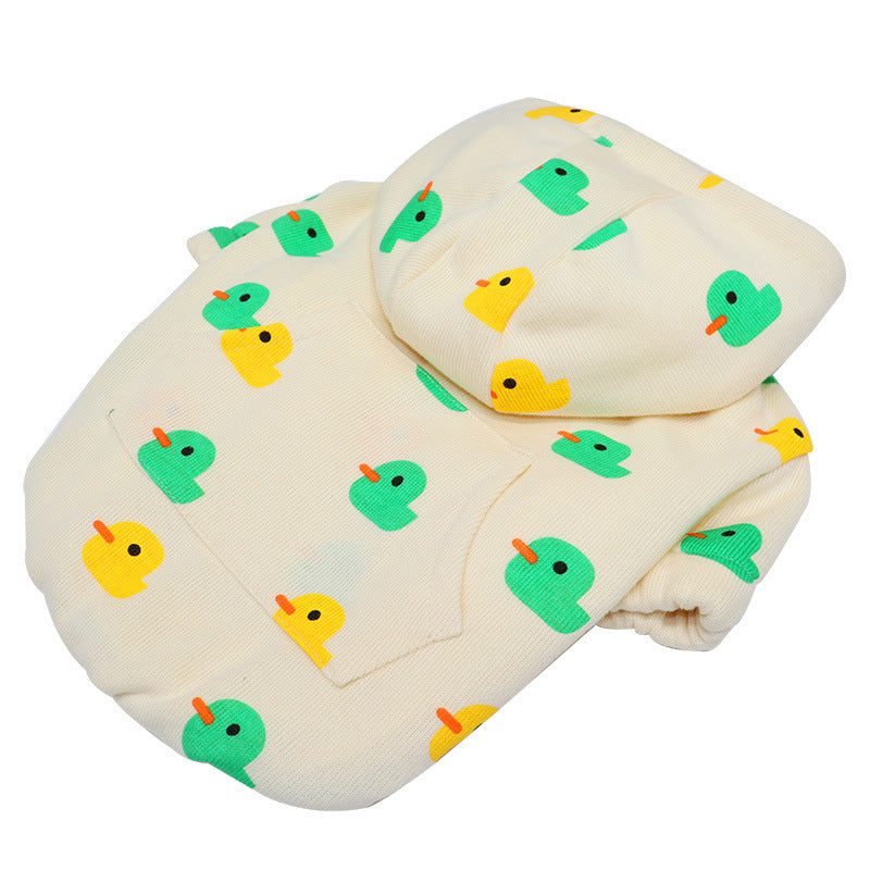 KFX-1453117 Cozy Velvet Padded Hooded Sweater for Dogs - Warm Cotton in Purple or Green Duck Designs