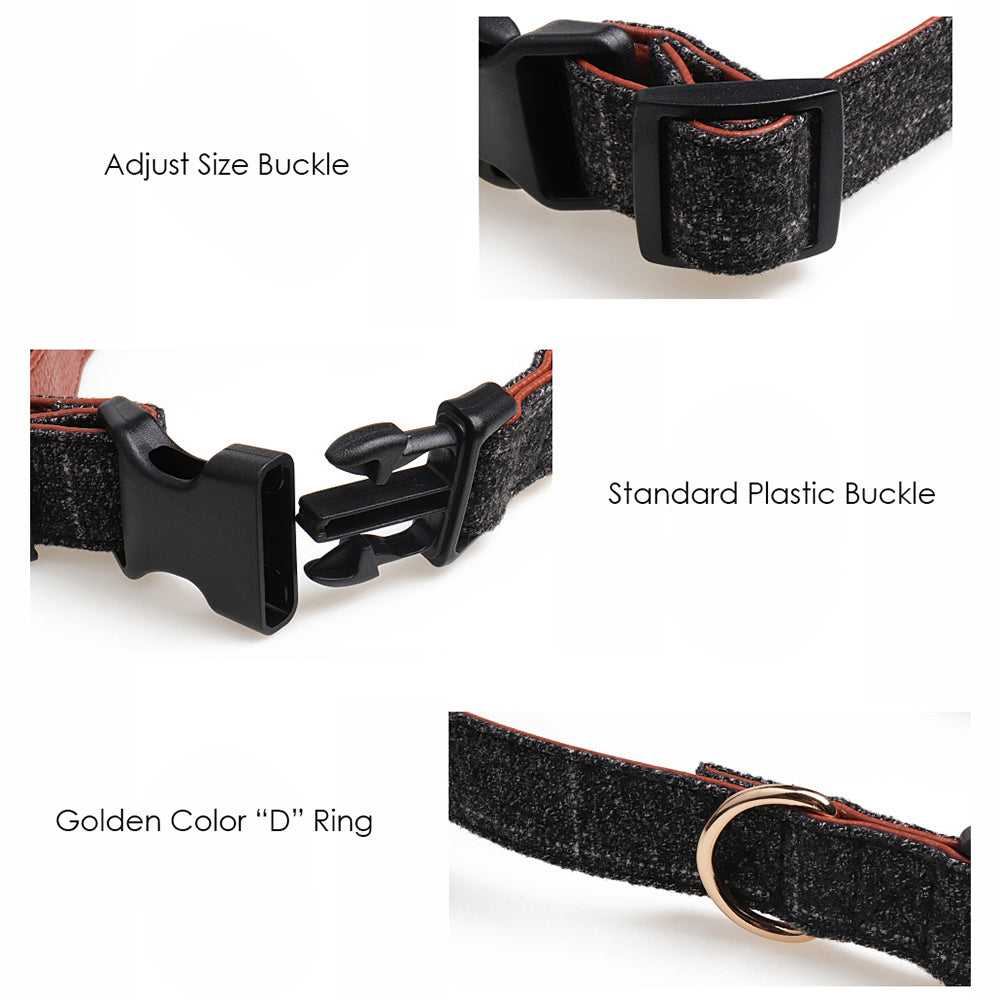 KFX-1454525 Stylish Bow-Knot Dog Collar for Small to Large Dogs, Adjustable PU Leather with Anti-Escape Features.