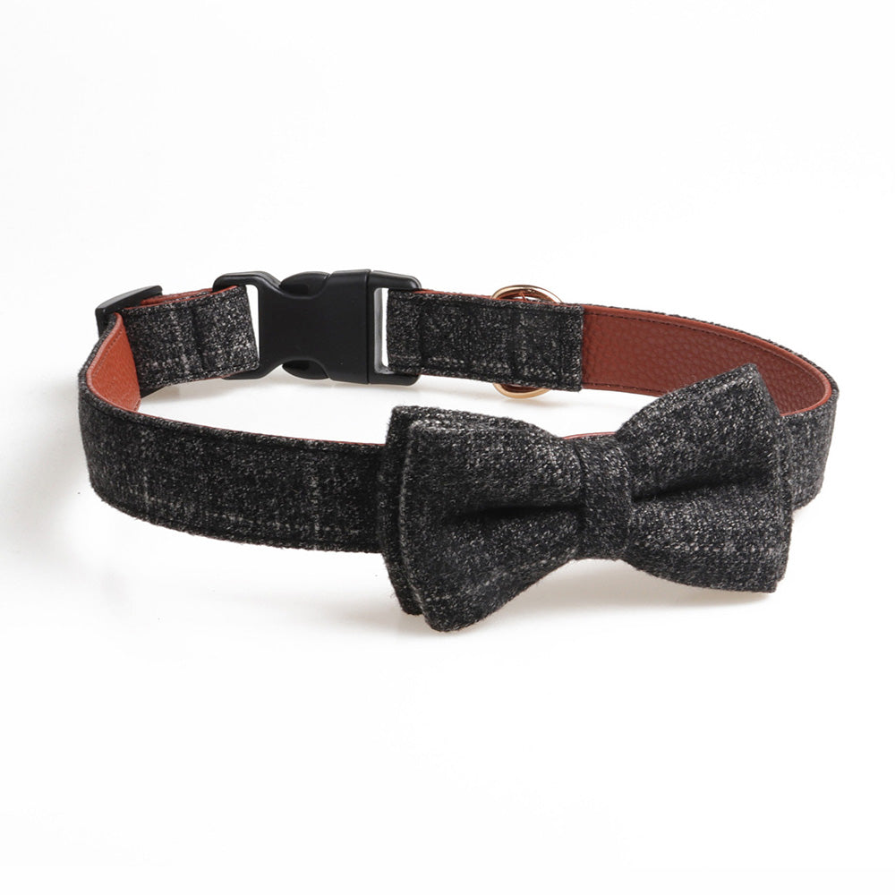 KFX-1454525 Stylish Bow-Knot Dog Collar for Small to Large Dogs, Adjustable PU Leather with Anti-Escape Features.