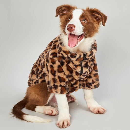 KFX-1456701 Warm Leopard Print Dog Jacket for Small to XXL Sizes