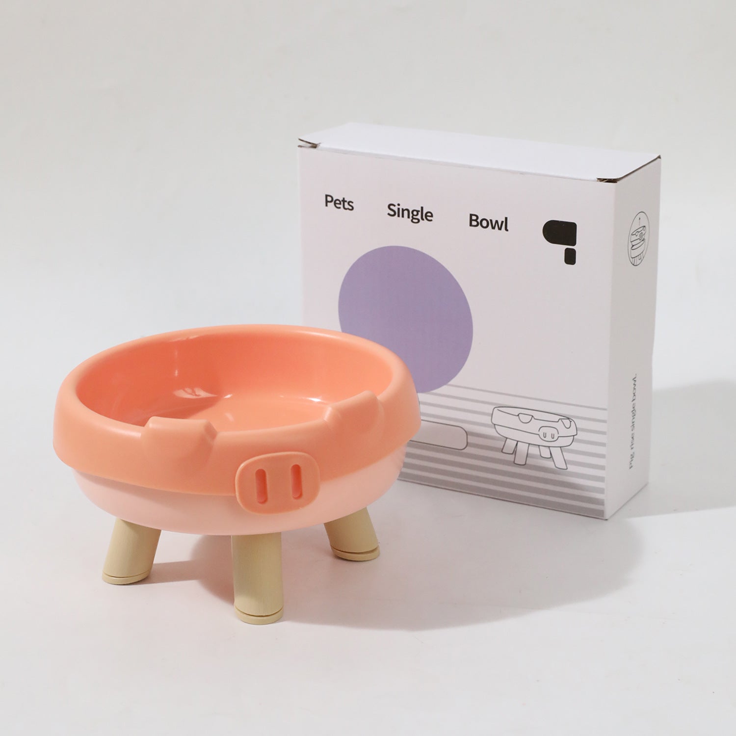 KFX-1458493 Donut and Pig Nose Cat Bowls in Various Colors - 300ml Pet Food Holders