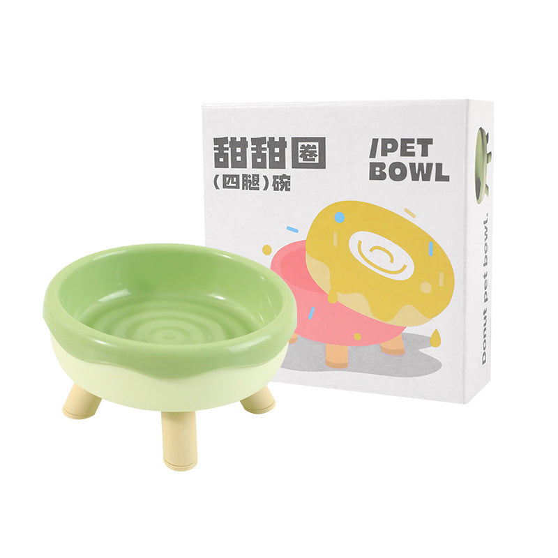 KFX-1458493 Donut and Pig Nose Cat Bowls in Various Colors - 300ml Pet Food Holders
