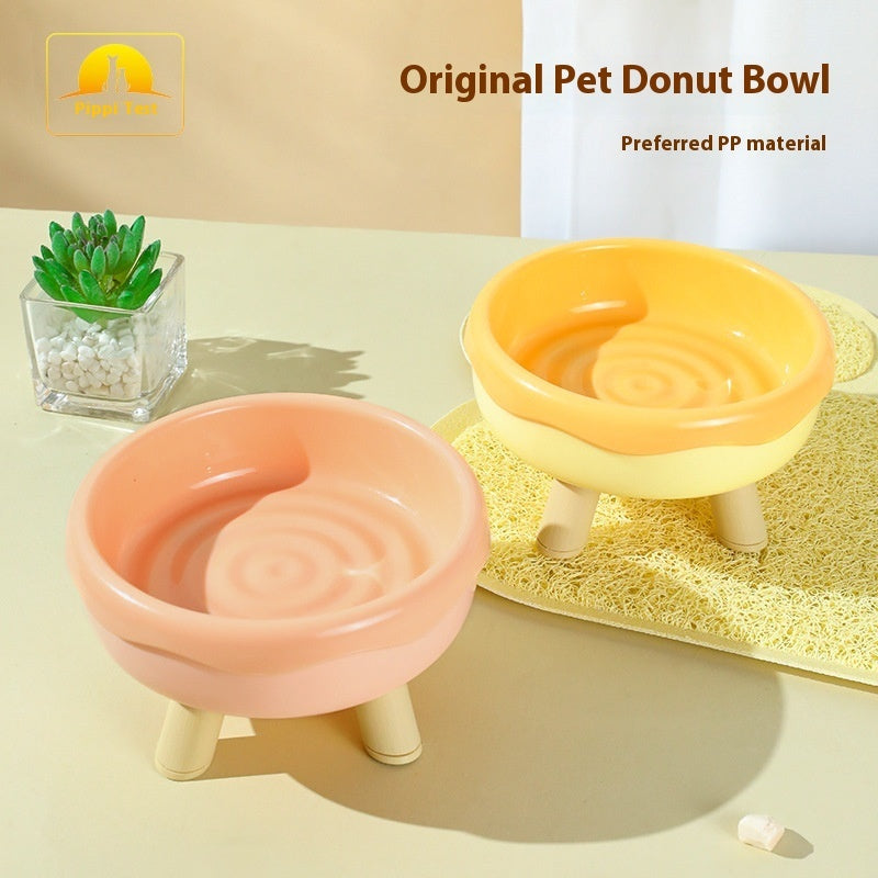 KFX-1458493 Donut and Pig Nose Cat Bowls in Various Colors - 300ml Pet Food Holders
