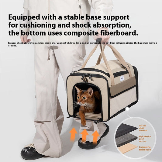 KFX-1460541 Portable One-shoulder Pet Air Tote Bag in Chestnut Brown – Available in Large and Small Sizes
