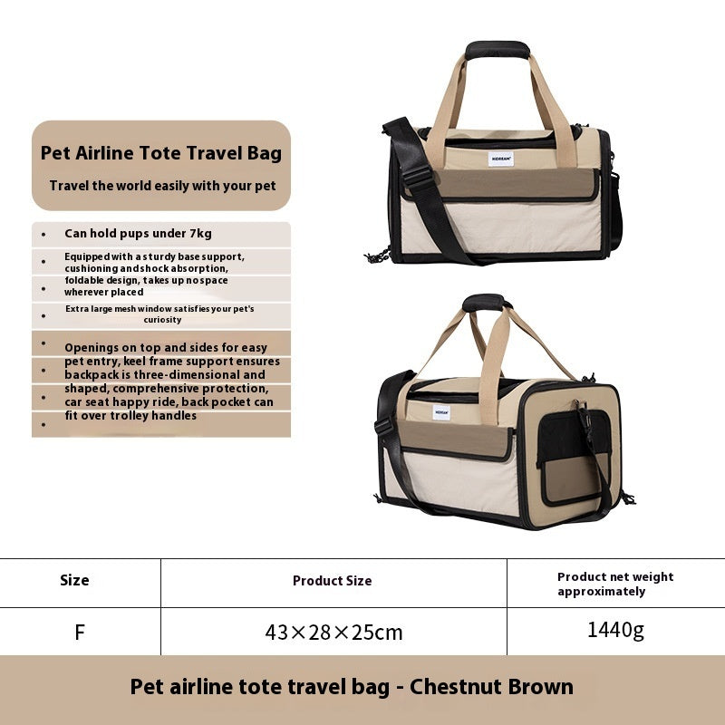KFX-1460541 Portable One-shoulder Pet Air Tote Bag in Chestnut Brown – Available in Large and Small Sizes
