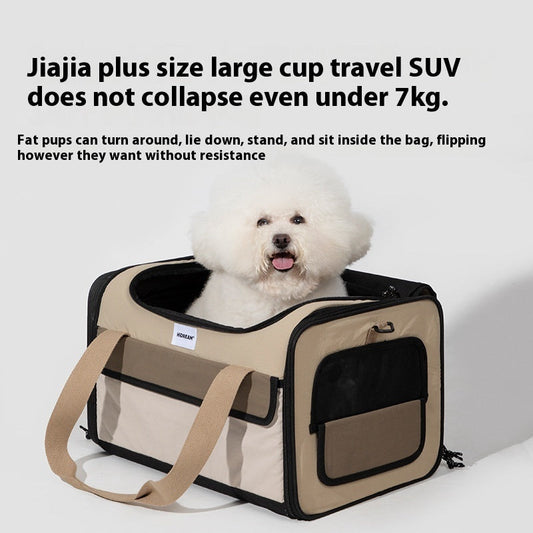 KFX-1460541 Portable One-shoulder Pet Air Tote Bag in Chestnut Brown – Available in Large and Small Sizes