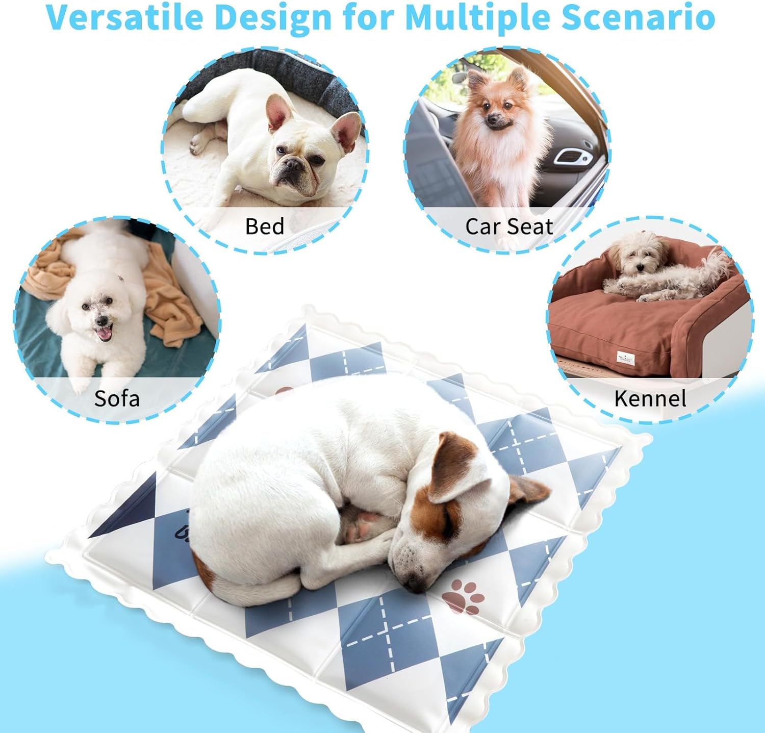 KFX-1461565 Cooling Pet Mat for Dogs and Cats - Portable, Breathable Sleeping Pad with Non-Toxic PVC, Ideal for Indoor and Outdoor Use