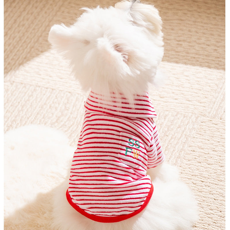 KFX-1462845 Striped Terry Pet Top for Small to Medium Dogs and Cats, Soft and Cozy Fleece Clothing for Fall and Winter