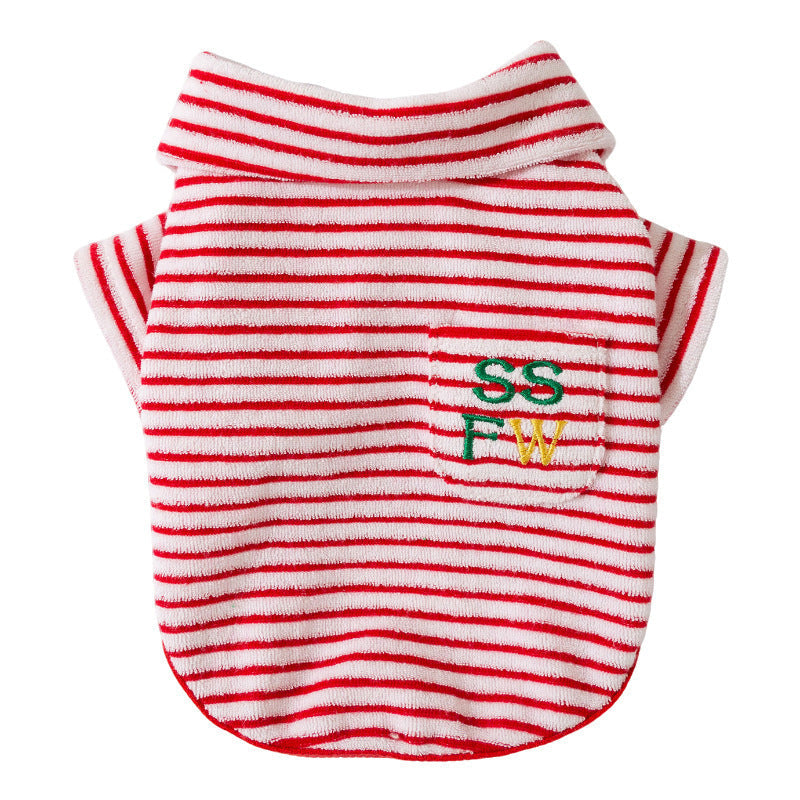 KFX-1462845 Striped Terry Pet Top for Small to Medium Dogs and Cats, Soft and Cozy Fleece Clothing for Fall and Winter