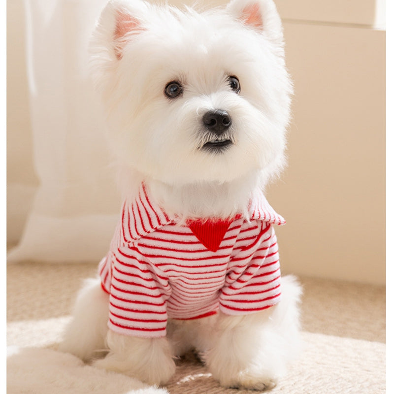 KFX-1462845 Striped Terry Pet Top for Small to Medium Dogs and Cats, Soft and Cozy Fleece Clothing for Fall and Winter