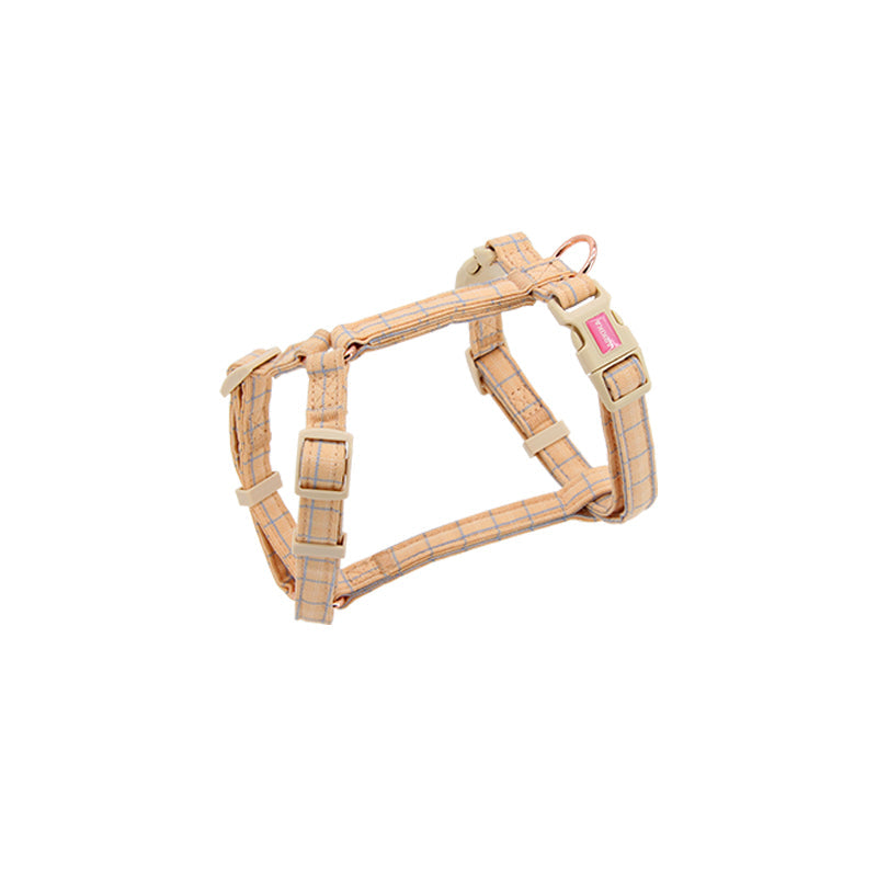 KFX-1463869 Pet Chest Harness and Leash with Lattice Design - Available in Plaid Orange and Matcha Green