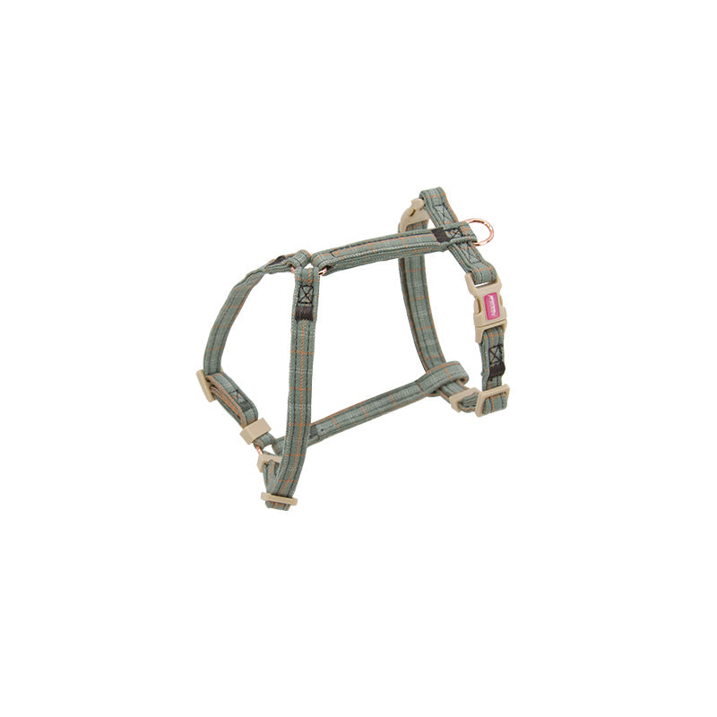 KFX-1463869 Pet Chest Harness and Leash with Lattice Design - Available in Plaid Orange and Matcha Green