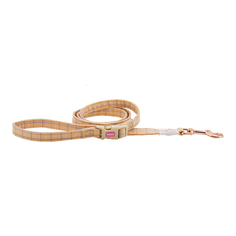 KFX-1463869 Pet Chest Harness and Leash with Lattice Design - Available in Plaid Orange and Matcha Green